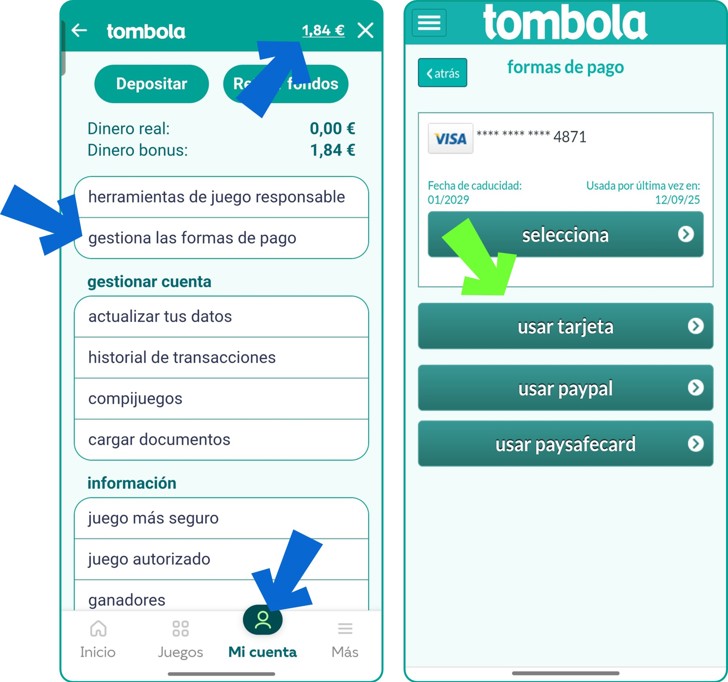 Cambiar método de pago